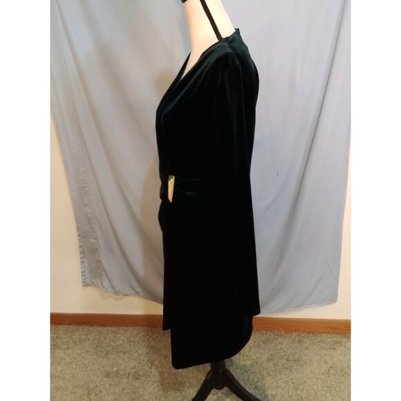 Calvin Klein dark green velvet dress - Picture 2 of 7